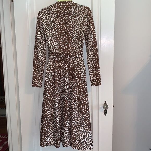 Vtg 70s Rona wrap front brown polyester dress - Picture 6 of 10